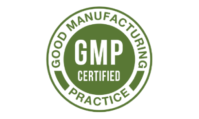 GMP certified badge representing good manufacturing practices and quality assurance in production